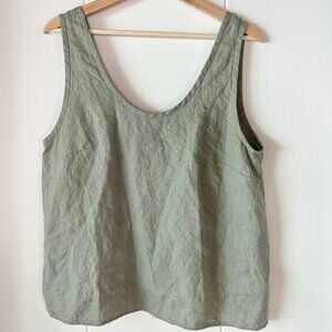 NWOT Everlane Linen Tank Top size 10 forest green